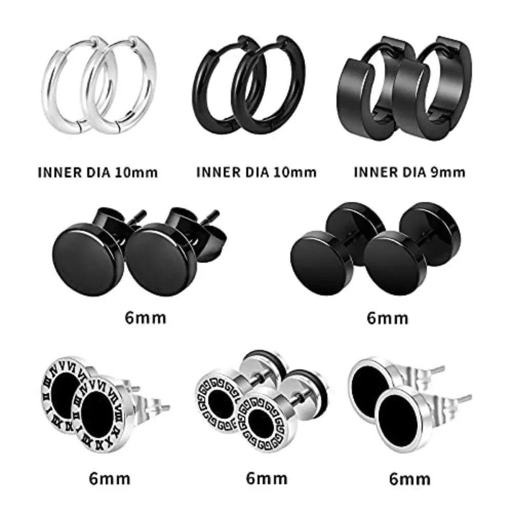 PUNK Goth Stainless Steel Stud Earrings